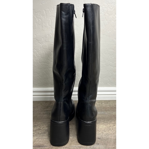 NEW STEVE MADDEN Fanatik Chunnky Heel boots Black Vegan Leather Size 10 - Picture 7 of 11